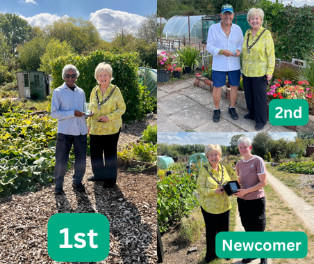 Allotment competition winners 1st place Sam Arumugum, 2nd place John Fisher, and Newcomer Erin Bradley