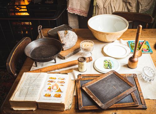 A collection of historical items from the museum