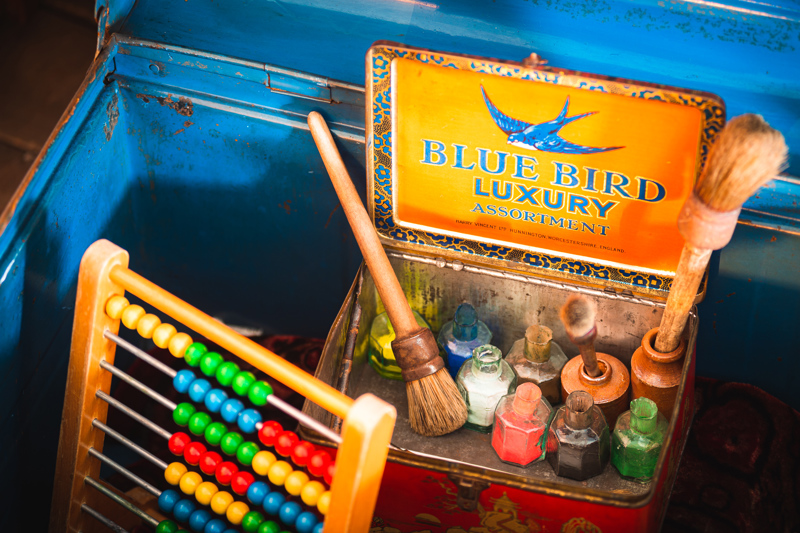 An abacus and collection of paints