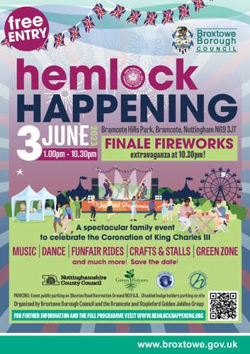 Hemlock Happening 3 June 1pm-10.30pm Bramcote Hills Park