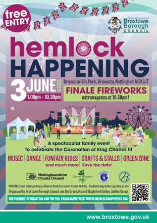 Hemlock Happening 3 June 1pm-10.30pm Bramcote Hills Park