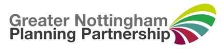 Greater Nottinghamshire Planning Partnership logo with a green, blue and red wave