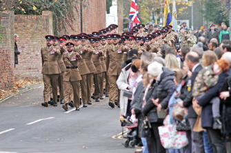 Army parade marching in Beeston