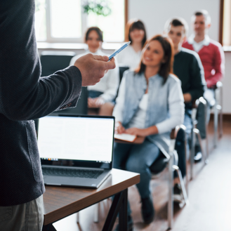 People being trained in a classroom