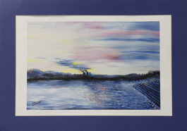 Lot 5 – Mounted print of Beeston Weir by Janet Shipton
