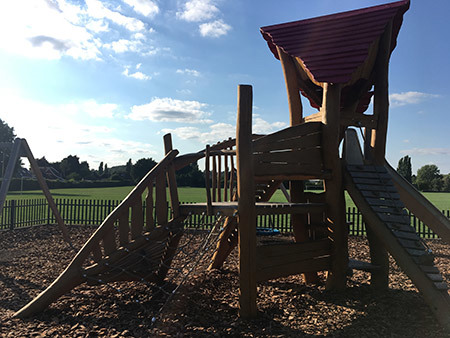 Wooden Climbing Frame at Long Lane Park in Attenborough