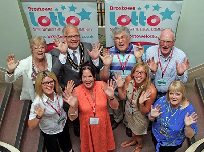 The Mayor and representatives from local good causes at the Broxtowe Lotto launch