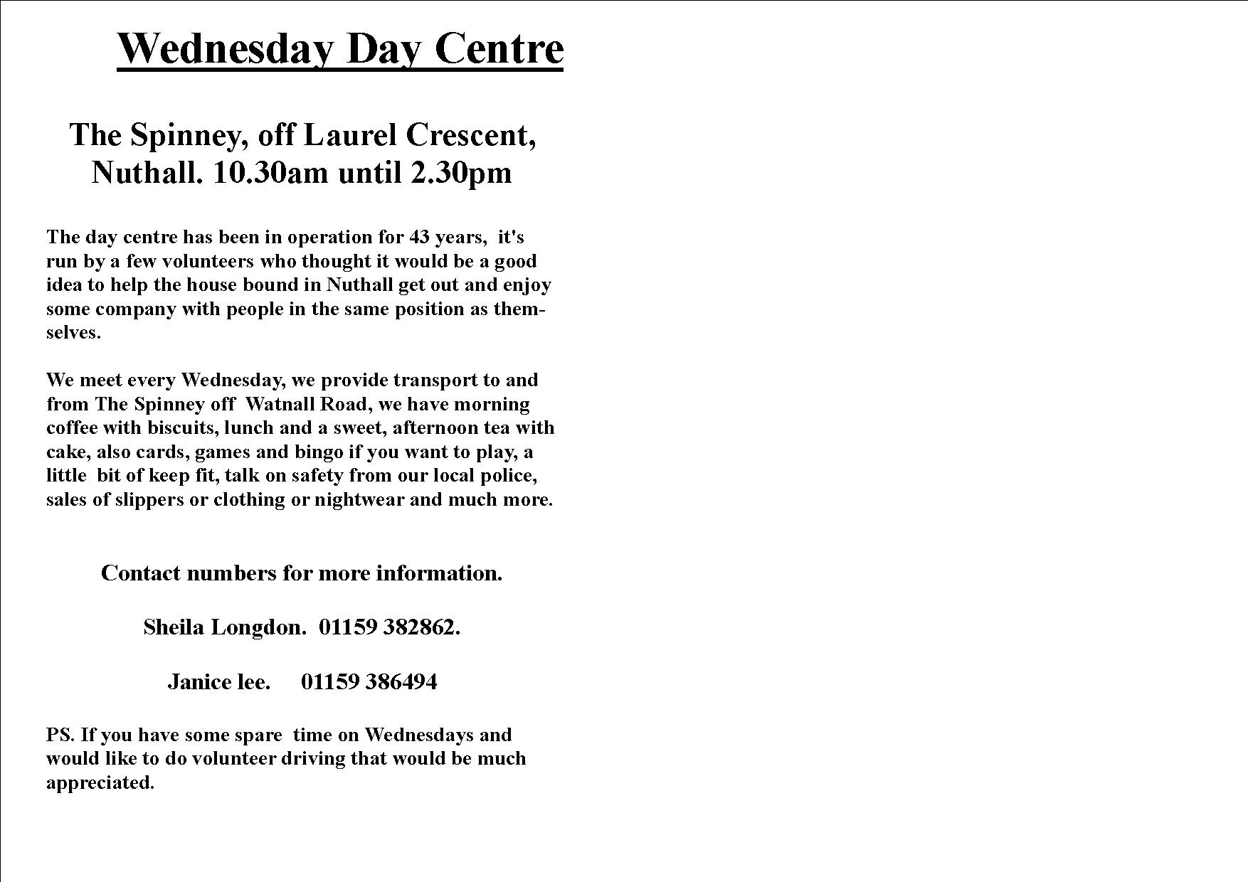 Spinney Day Centre lunch club event.