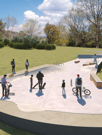 CGI image of the design for the new skatepark at Pastures Road Recreation Ground