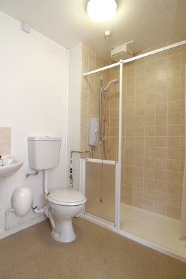 Modernised bathroom with walk-in shower