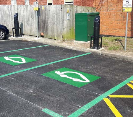 EV charging points in a car park