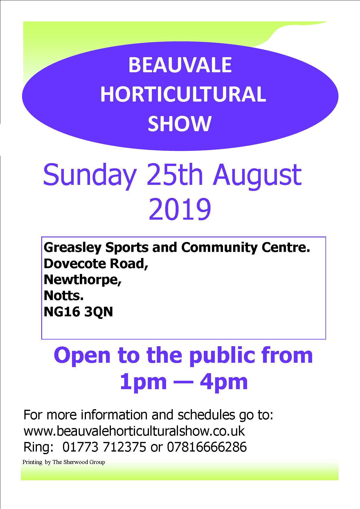 Beauvale Horticultural Show 2019 event.