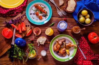 A mixture of food placed together to reduce waste ona  table