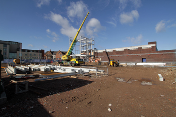 Construction work to build a cinema and retail unit