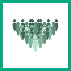 Cartoon of green people in a large group