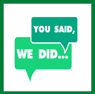 You said, we did logo. Green speech bubbles