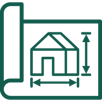 A plan with a house and measurements