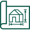 A plan with a house and measurements