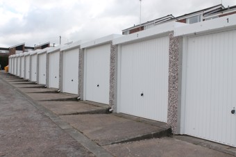 Row of garages at the location of griesdale court