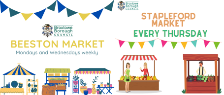 Broxtowe Markets.png Beeston and Stapleford markets - bunting and colourful stalls