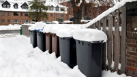 Christmas bins Bins covered in snow