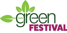 Green Festival logo in green and purple with leaves sprouting around the word green