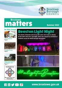 Front cover of Broxtowe Matters Summer 2022