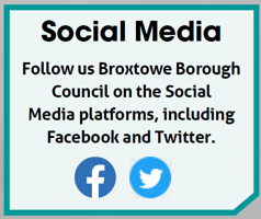 Text saying - follow us on broxtowe borough council on the social media platforms