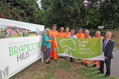 Presenting the Green Flag Award at Bramcote Hills Park