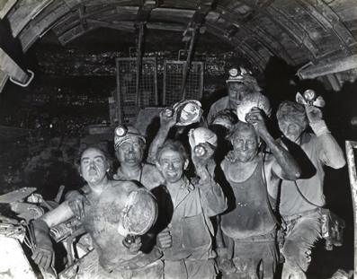 A photo of coal miners at Moorgreen