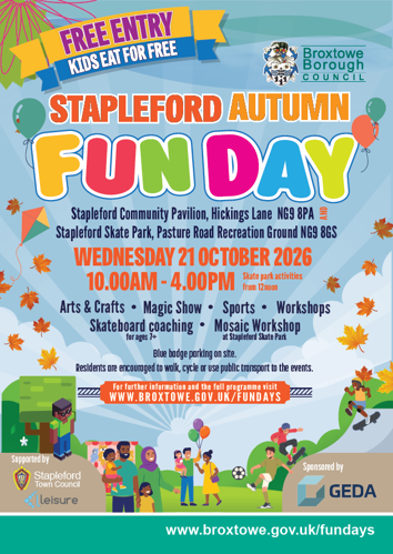 Autumn Fun Day poster with event info also in the news article.