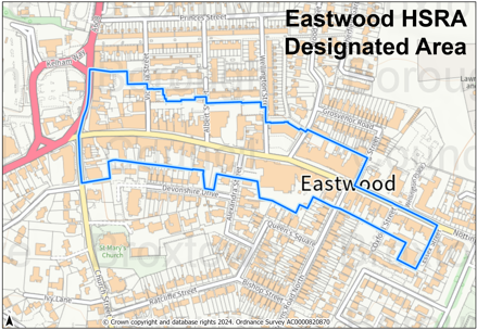 Eastwood HSRA Designated Area map