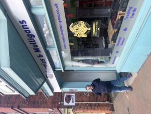 Owner Dave outside Meeples and Mulligans