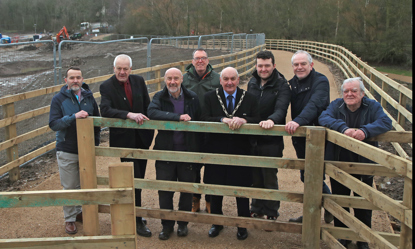 Councillors and Fiends of Bennerley Viaduct trustees at the new ramp