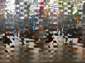 Swing dancers at the Beeston Social while Jeanie Barton performs