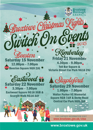 Broxtowe Christmas Light Switch On Events poster.