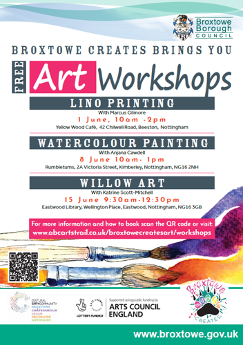 Broxtowe Creates Art Workshops Poster