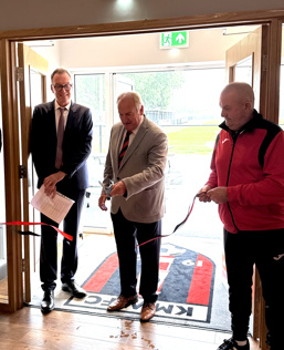 The ribbon being cut at the new site for Kimberley Miners Welfare FC