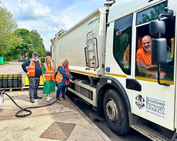 A Broxtowe refuse lorry being charged with electricity