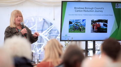 Councillor Helen Skinner talking at the 2025 Climate Change Forum