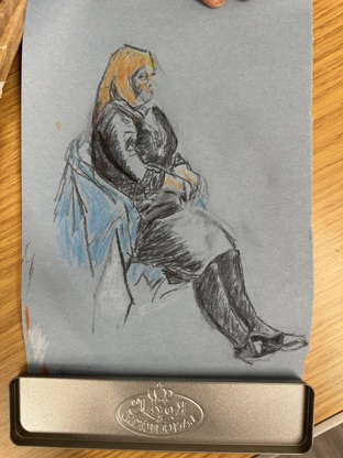 sketch of seated woman