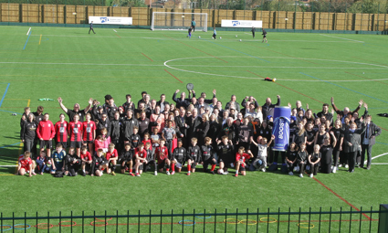 Group shot of everyone on the pitches