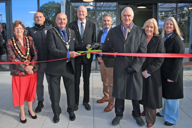 The ribbon being cut at the Stapleford Community Pavilion