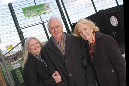 Dave Watson and his family outside the Dave Watson pitch