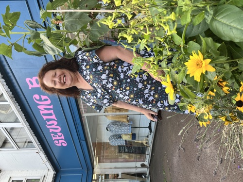 Elaine outside Sewing B