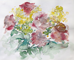 Lot 6 – Three floral images from the #ASketchADay project, by Janet Shipton