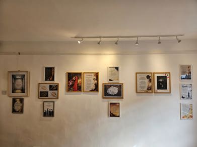 The exhibition on the wall of the museum gallery