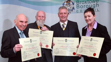 Doctor Peter Robinson, Richard Pratt, Mark Preston, and Ruth Hyde OBE